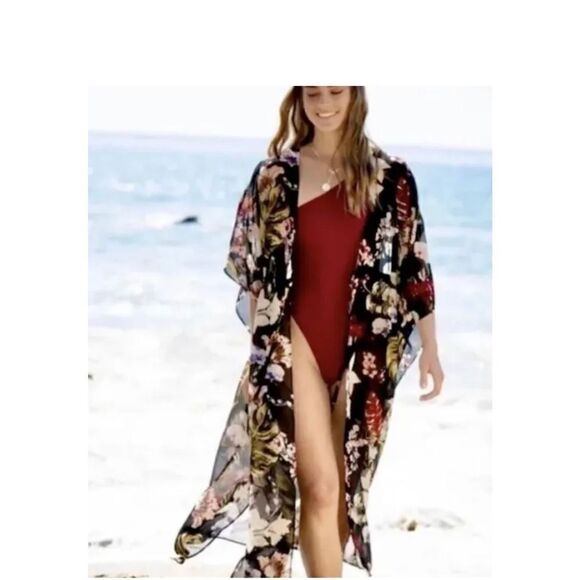 NEW Walter Baker “Tulum” One Size Kimono Duster Robe Midi Cover Up  Caftan - Picture 3 of 5